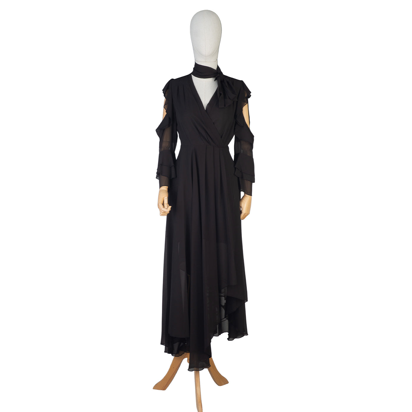 Black Chiffon Cold-Shoulder Dress – Drama &amp; Elegance Combined