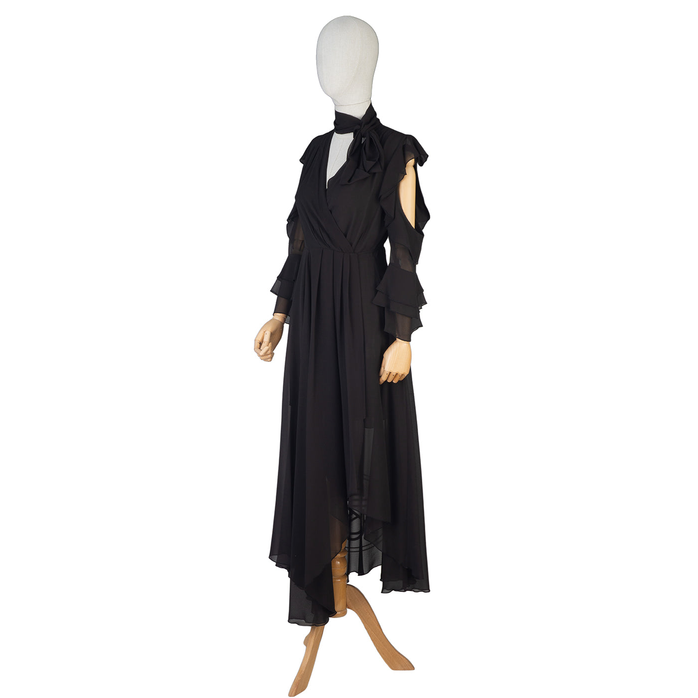Black Chiffon Cold-Shoulder Dress – Drama &amp; Elegance Combined