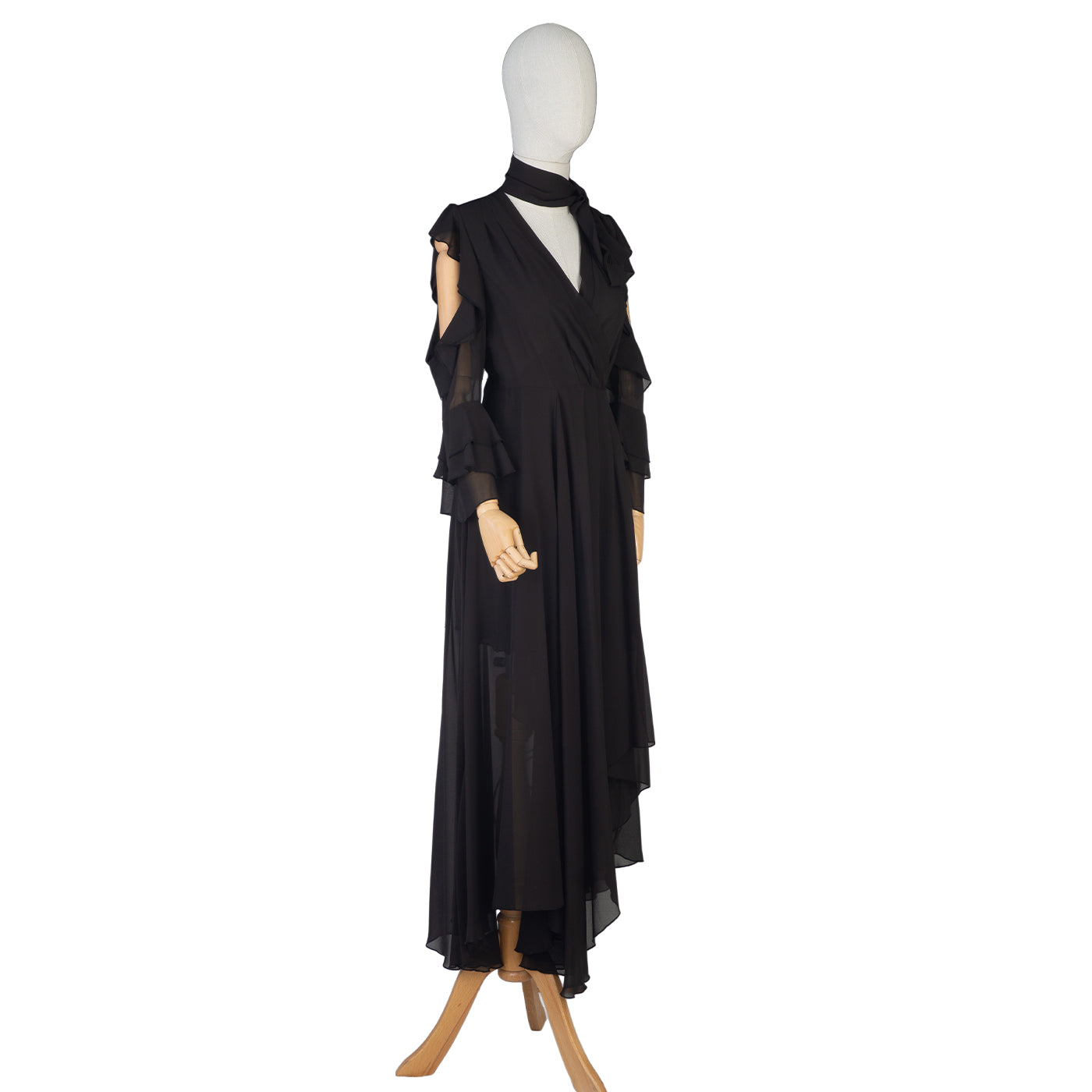Black Chiffon Cold-Shoulder Dress – Drama &amp; Elegance Combined