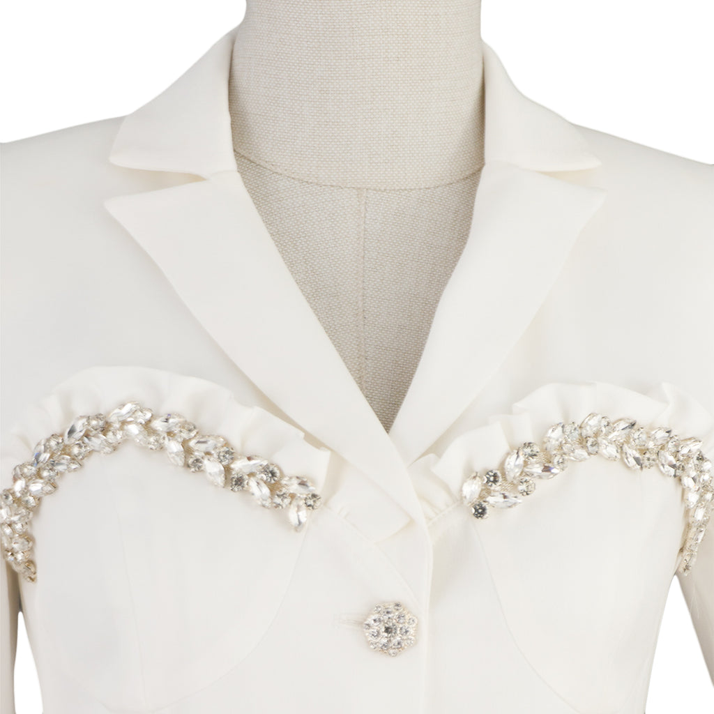 White Short Pearl-Trimmed Dress – Graceful &amp; Chic