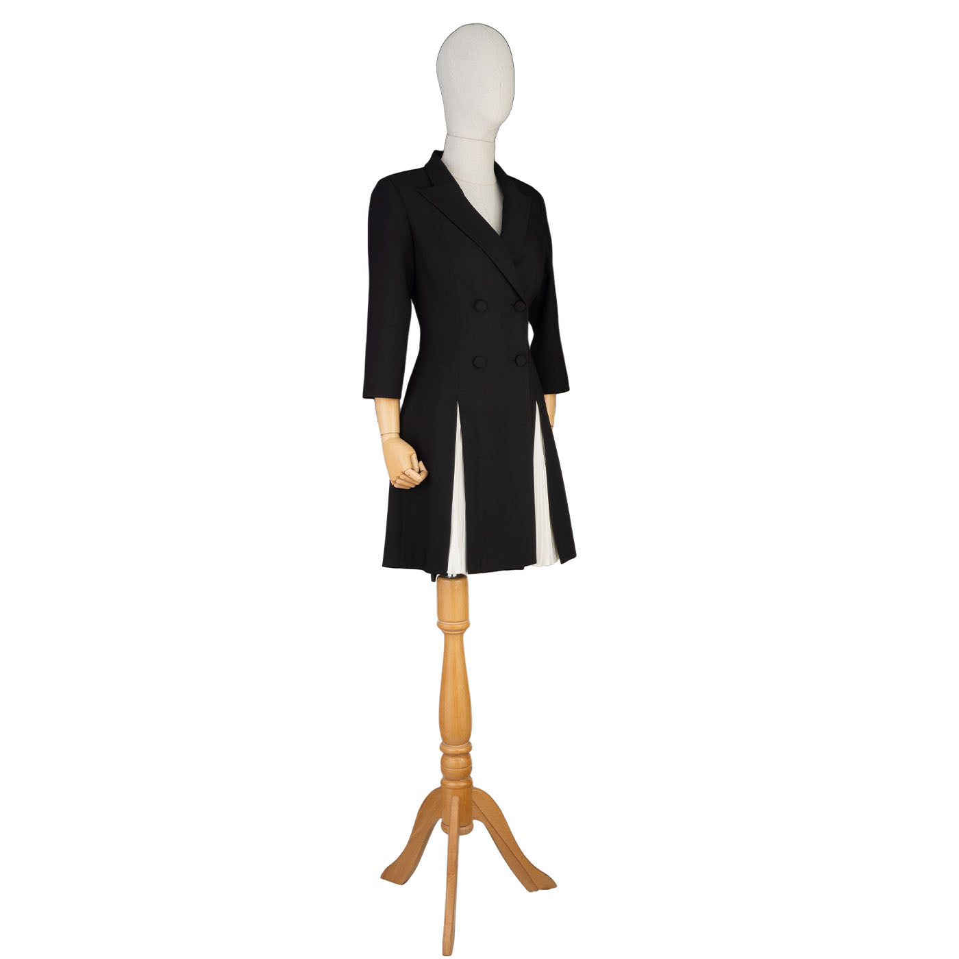 Black &amp; White Pleated Blazer Dress – Sharp Elegance with a Twist