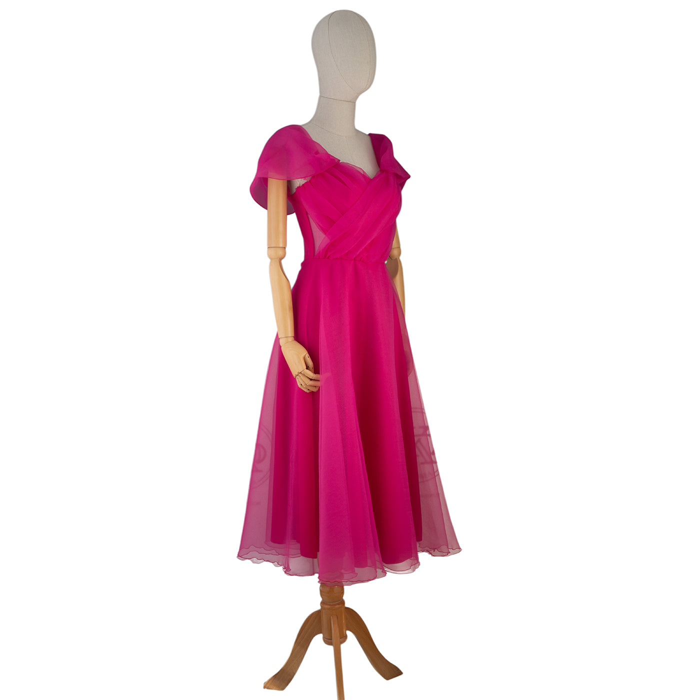 Airy Pink Off-Shoulder Chiffon Dress
