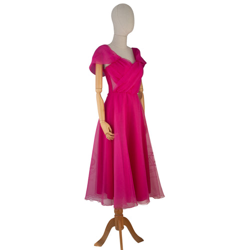 Airy Pink Off-Shoulder Chiffon Dress
