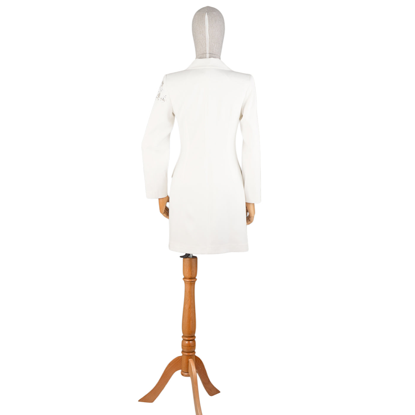 🤍 White Embroidered Blazer Dress with Rhinestones