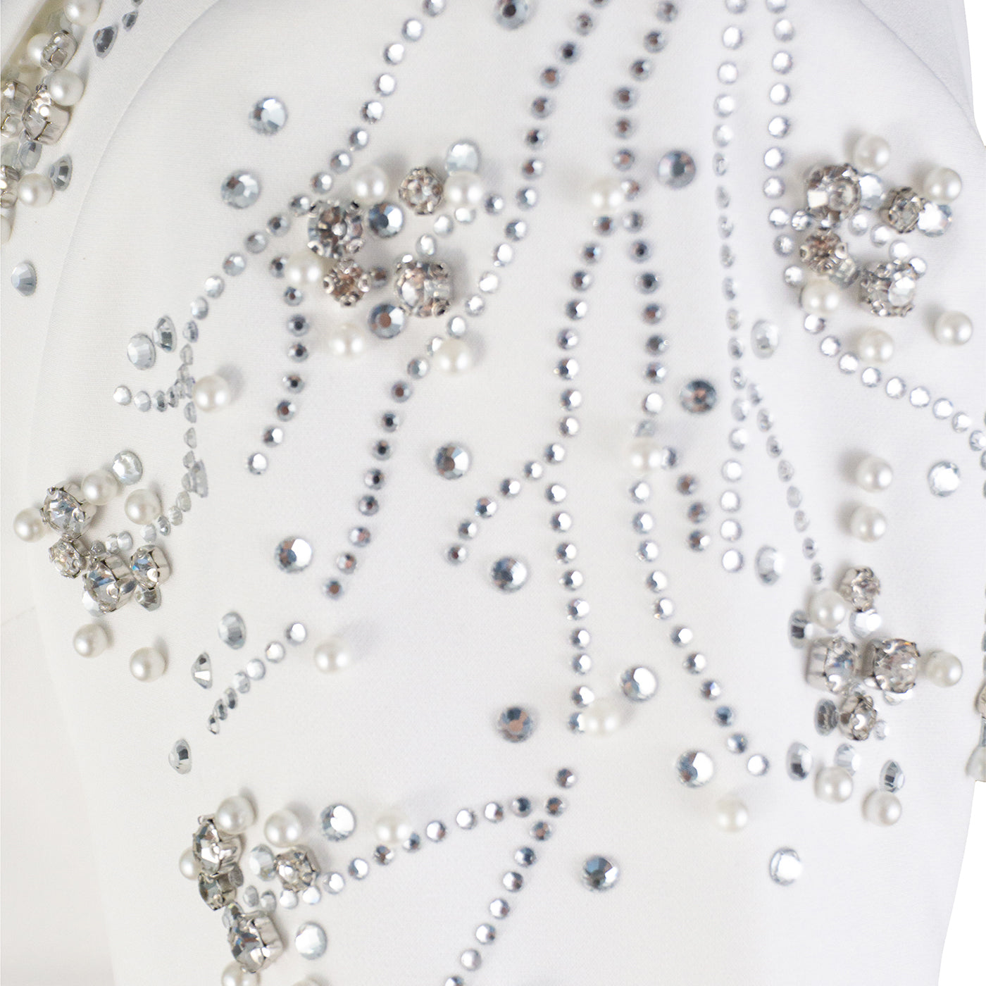 🤍 White Embroidered Blazer Dress with Rhinestones
