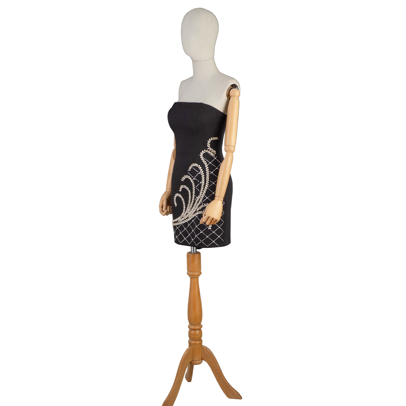 Black Strapless Mini Dress with Embroidery – Grace and Glamour