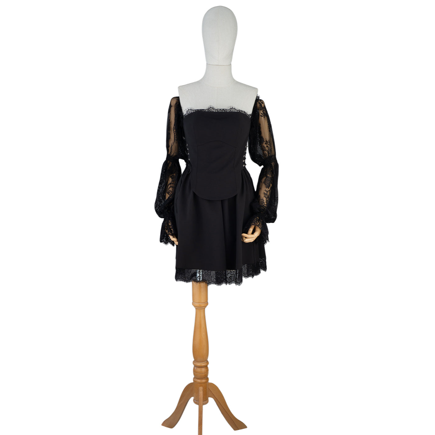 💫 Elegant Black Dress with Lace Sleeves