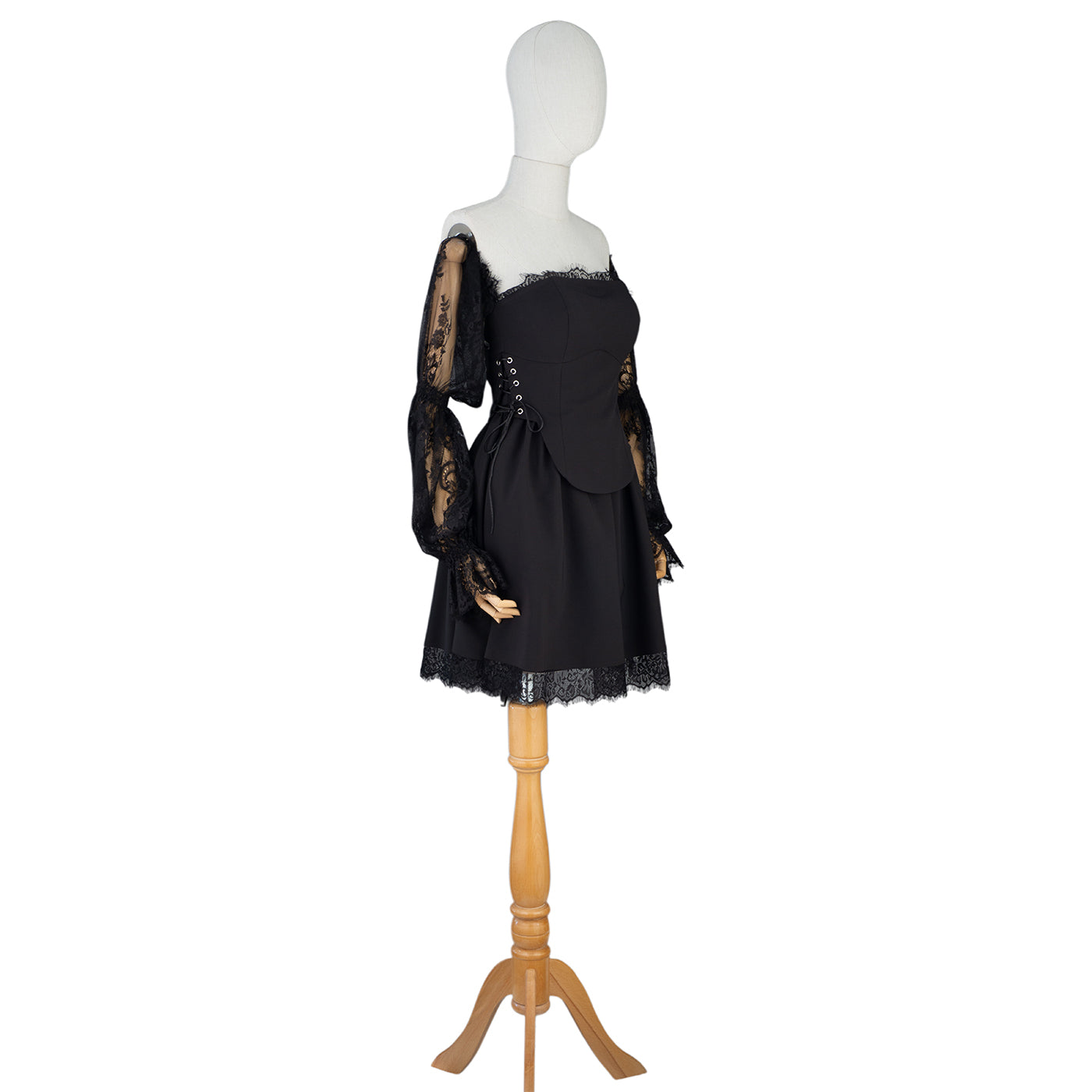 💫 Elegant Black Dress with Lace Sleeves