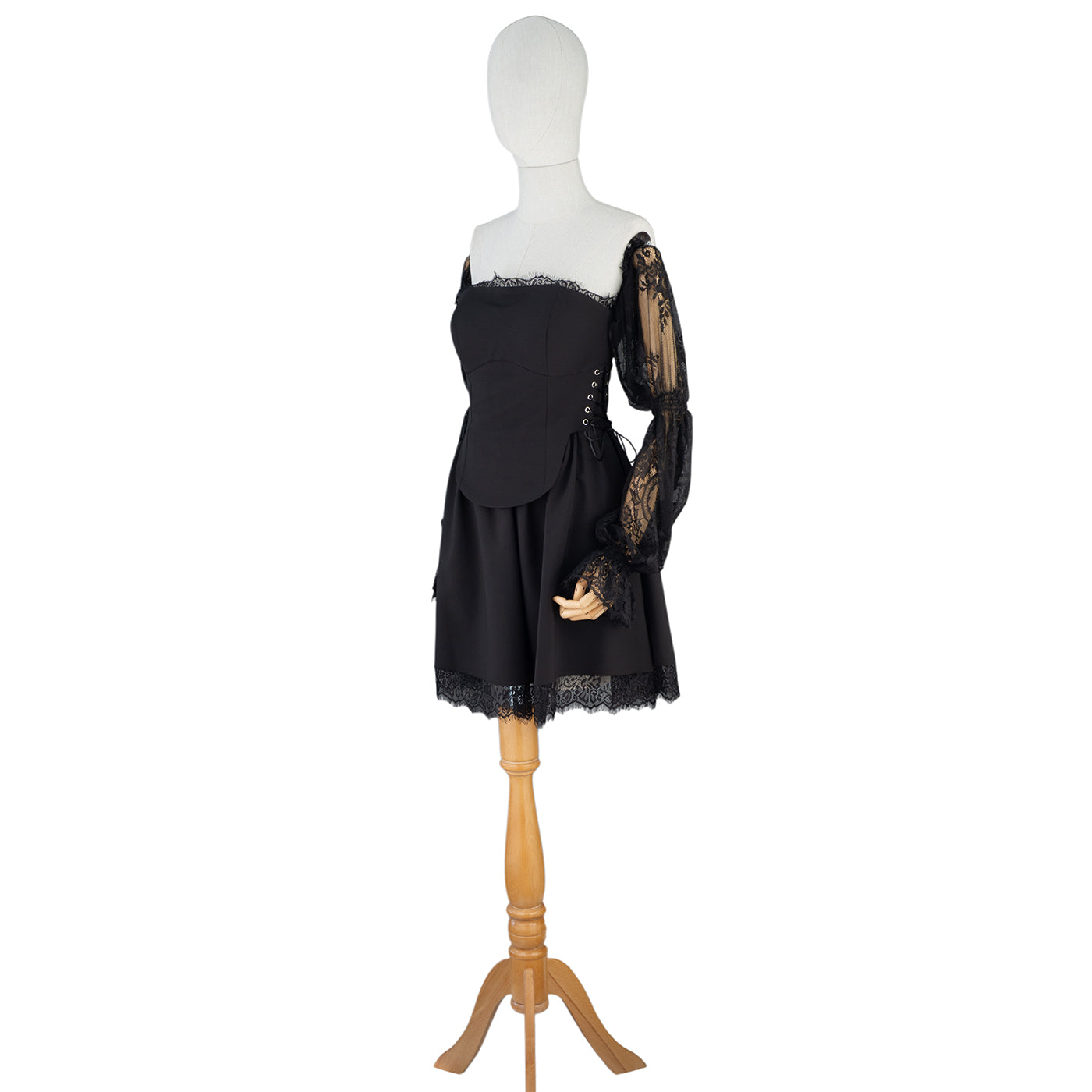 💫 Elegant Black Dress with Lace Sleeves