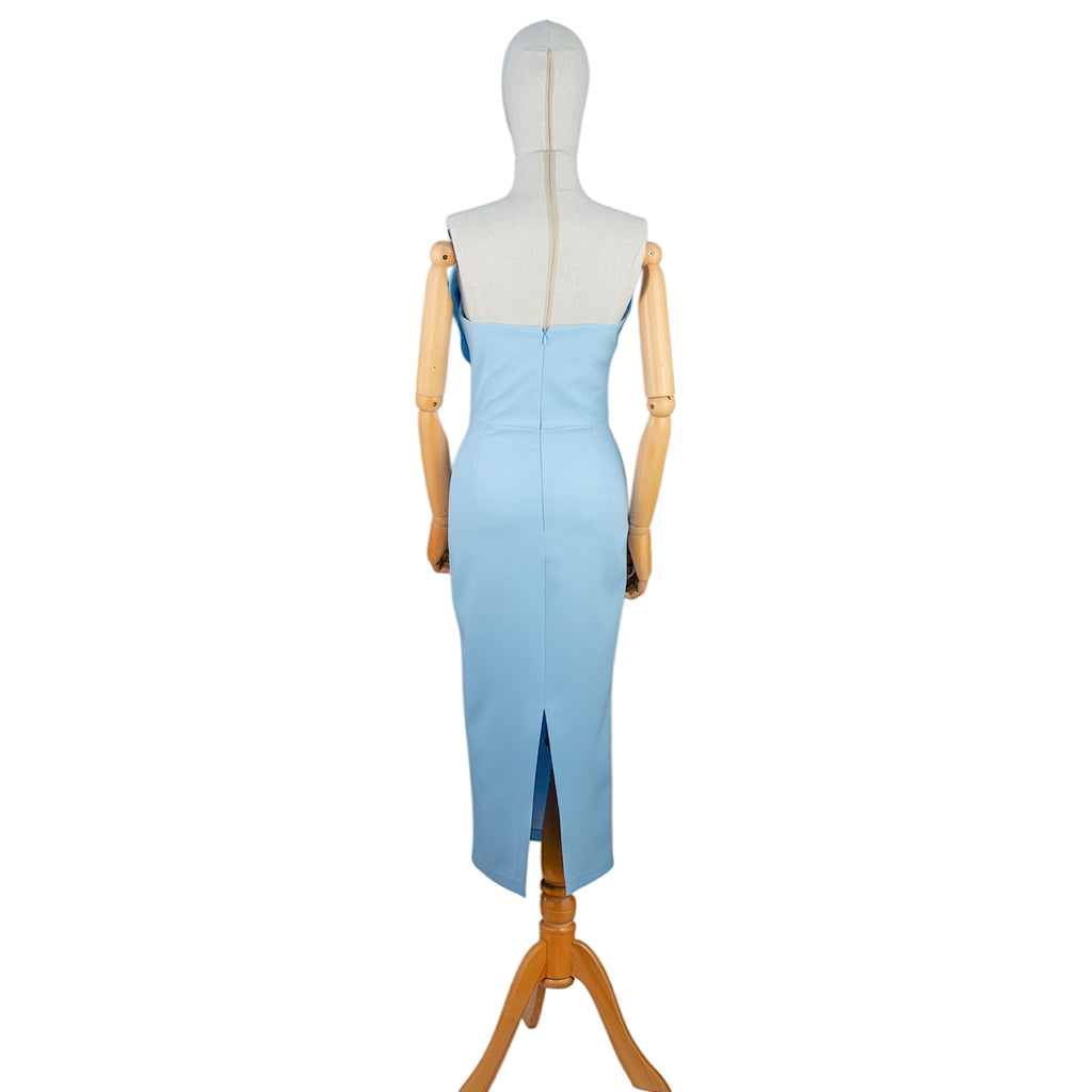 Light Blue Petal Bodice Dress with Crystal Chain Details