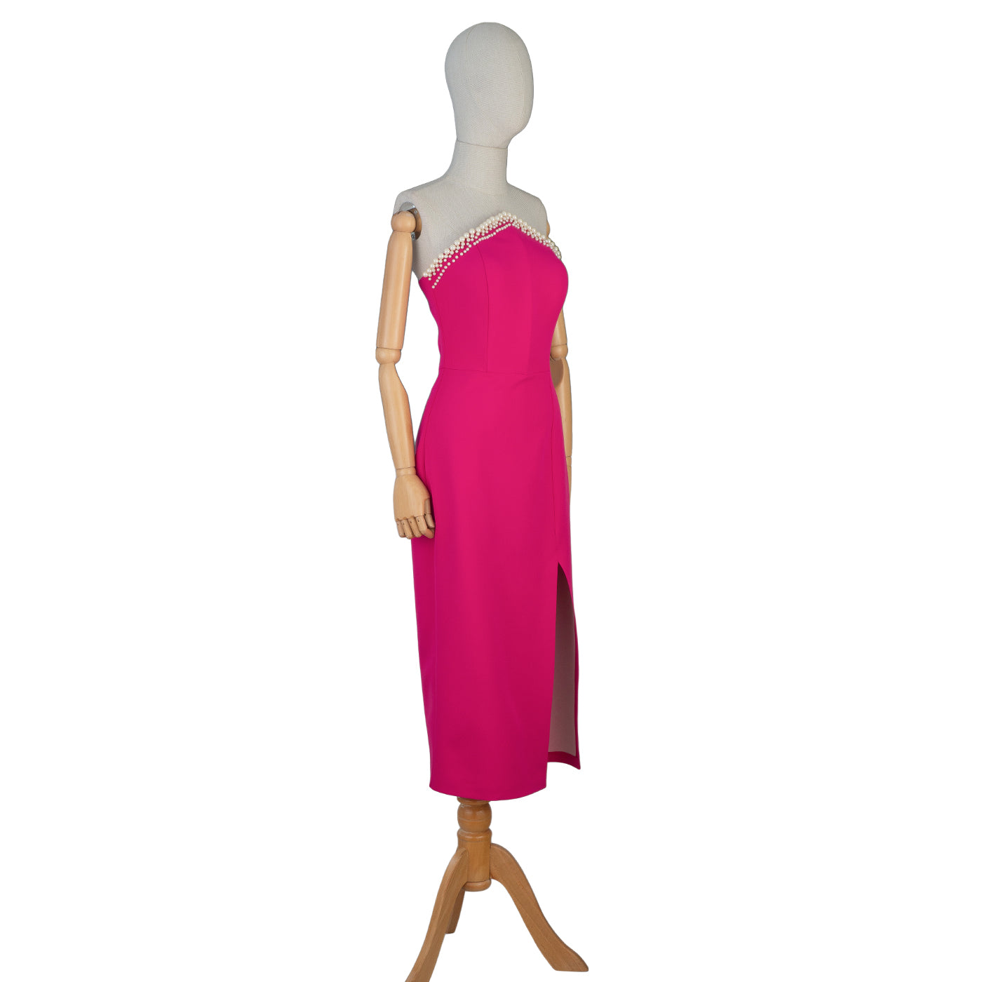 Elegant Pink Dress with Pearl Embellishment