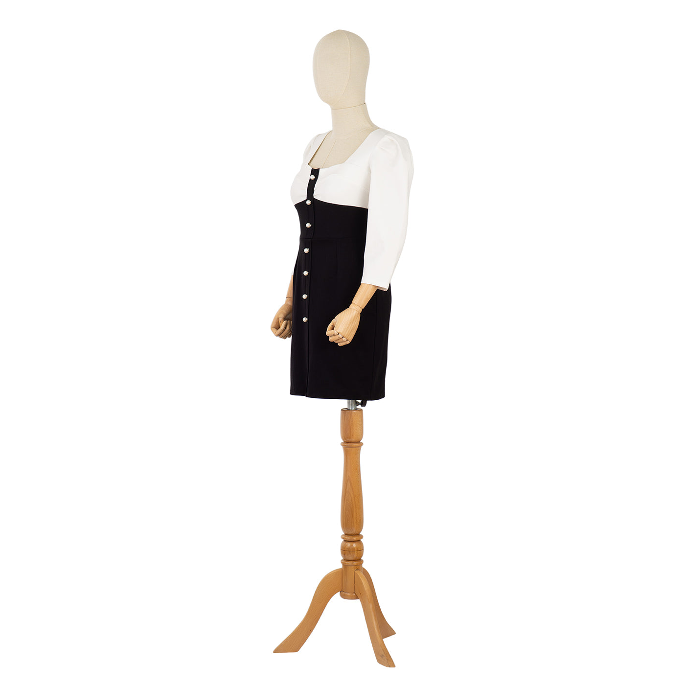 Dress with Contrasting Design and Button Details