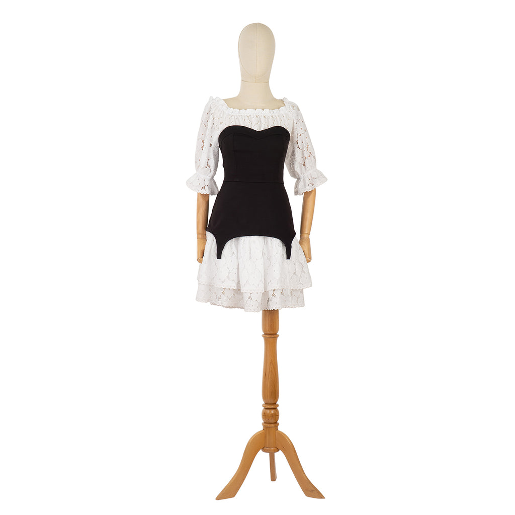 Dress with Contrast Corset and Lace