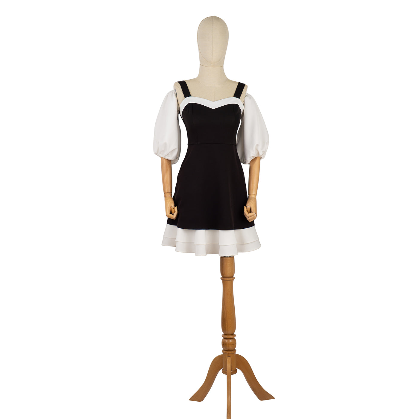 Two-Tone Dress with Puff Sleeves