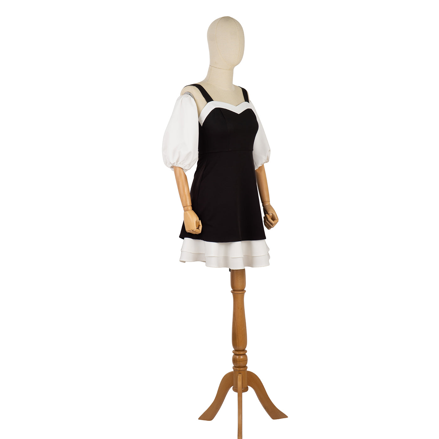 Two-Tone Dress with Puff Sleeves