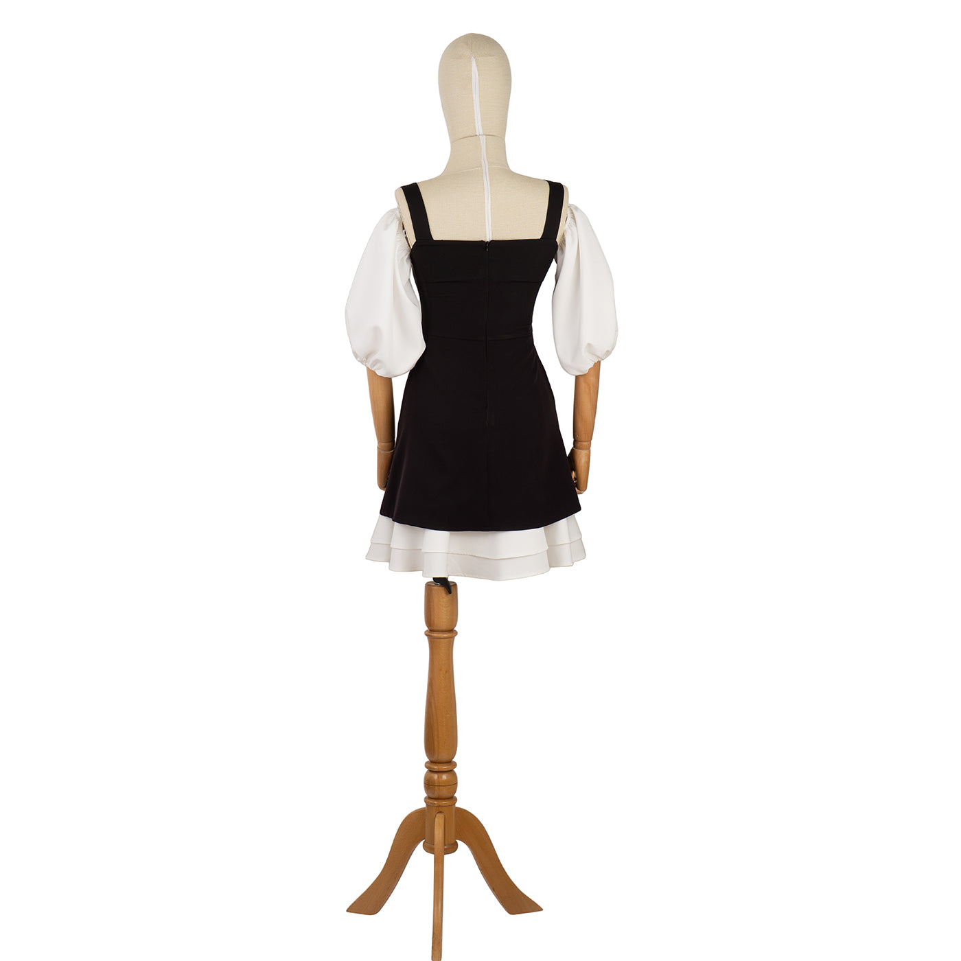 Two-Tone Dress with Puff Sleeves