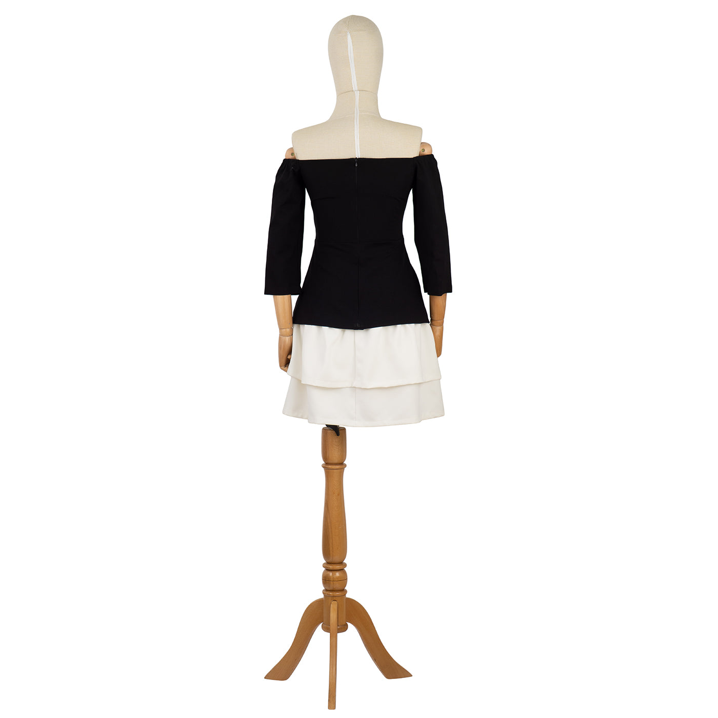 Off-Shoulder Dress with Contrast Skirt
