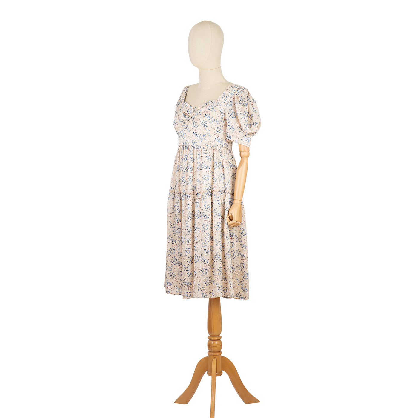 Summer Dress with Floral Print and Puff Sleeves