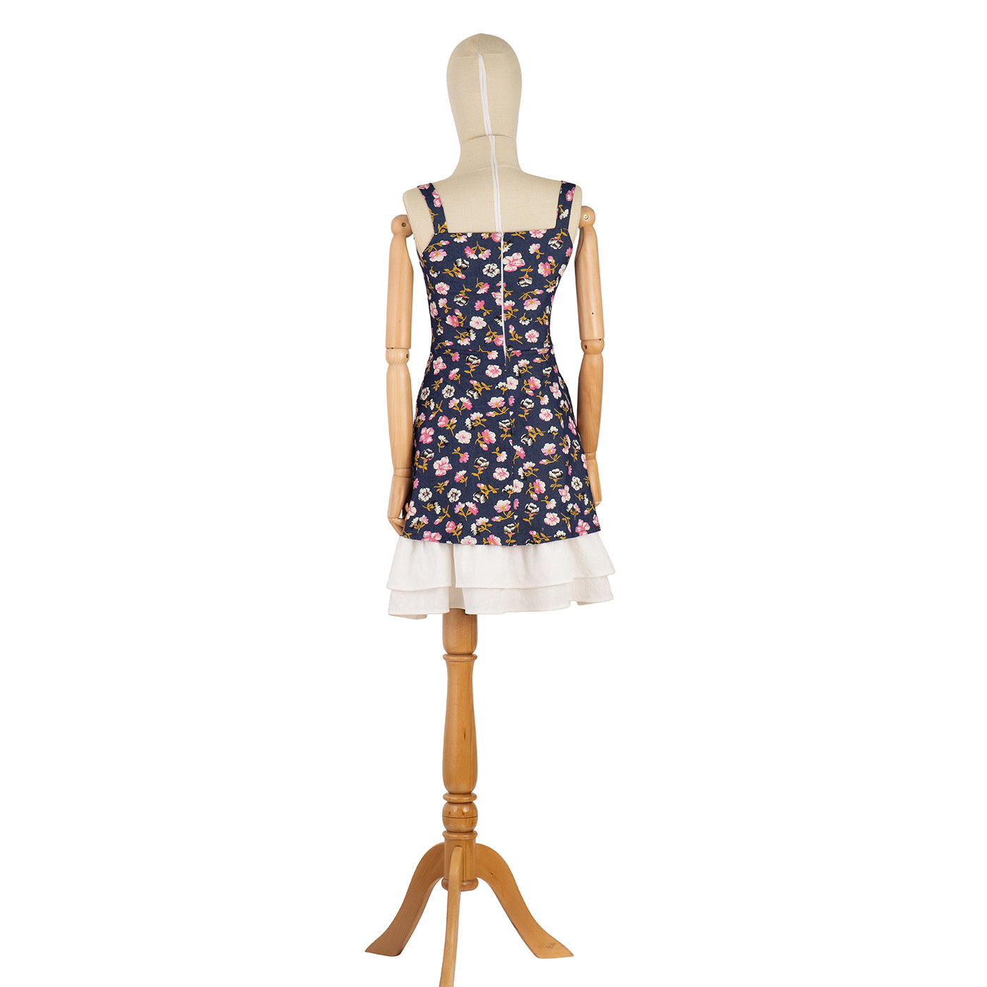 Floral Print Dress with White Ruffle Hem
