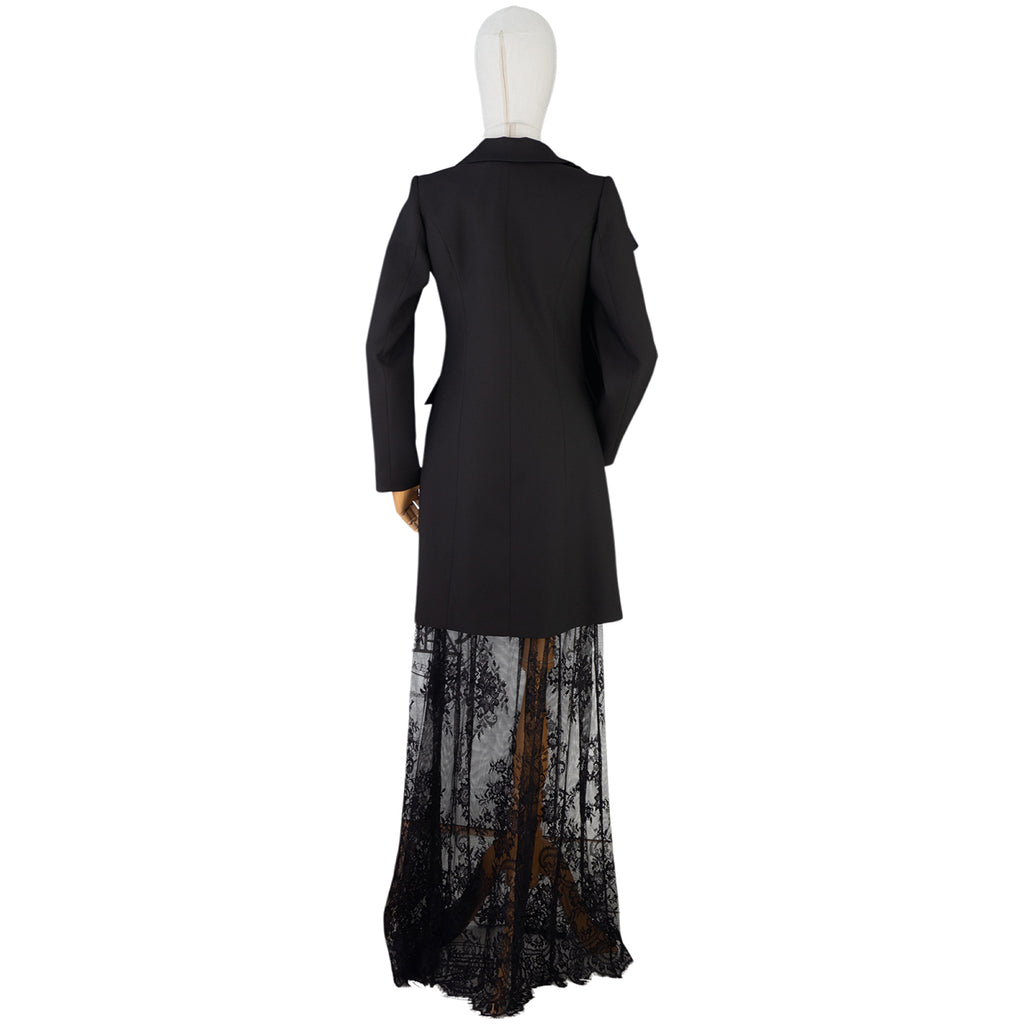 Black Ruffle &amp; Lace Statement Dress Suit — Dramatic Elegance
