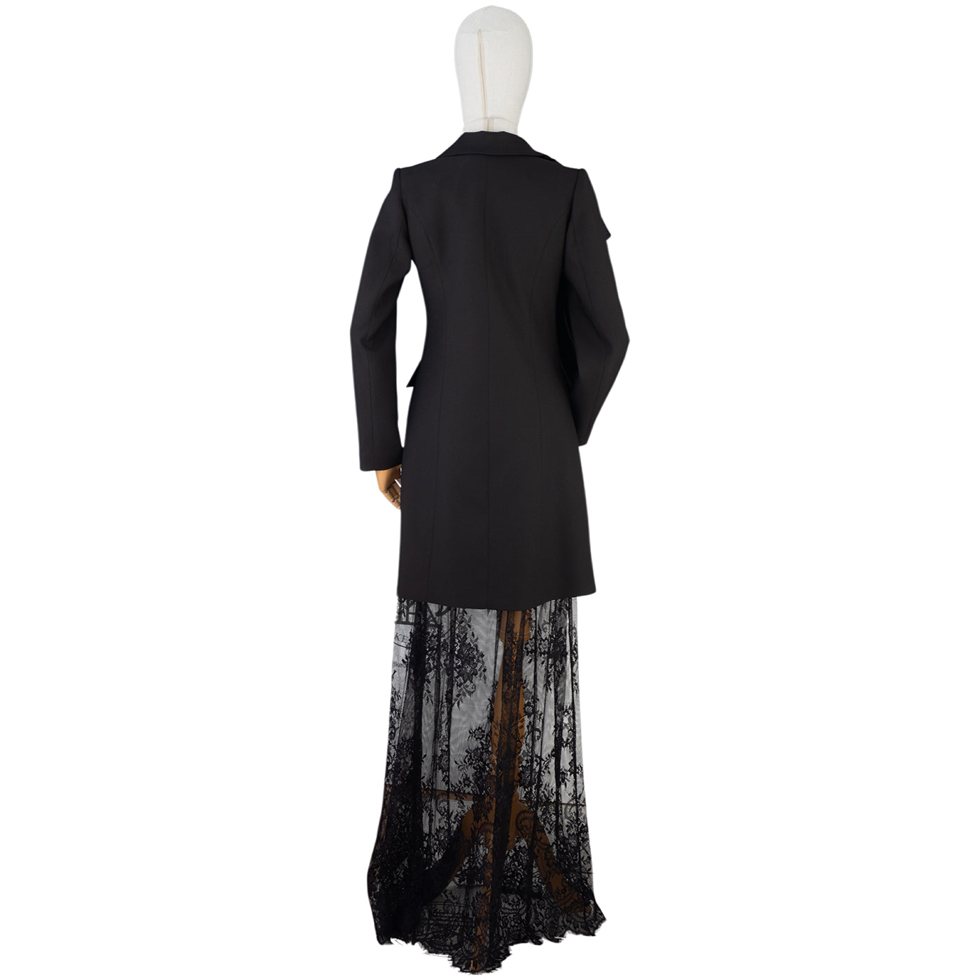 Black Ruffle &amp; Lace Statement Dress Suit — Dramatic Elegance