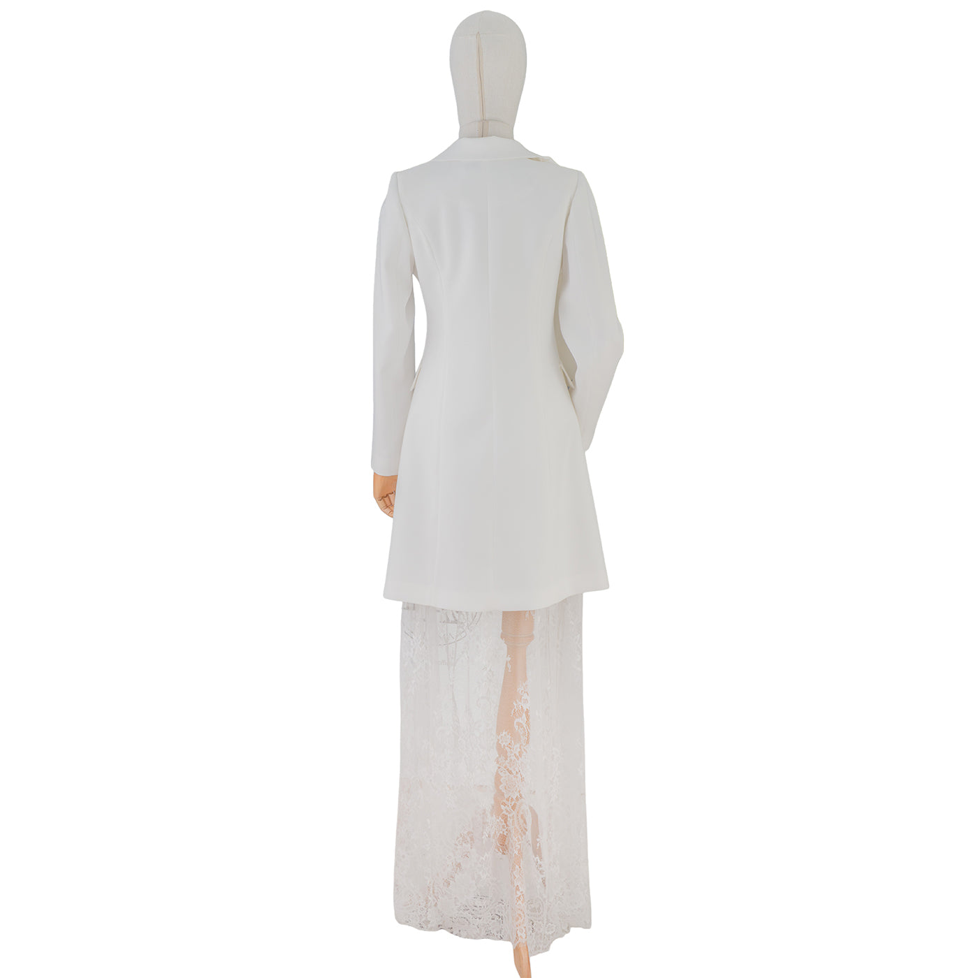 White Ruffle &amp; Lace Statement Suit Dress — Pure Sophistication