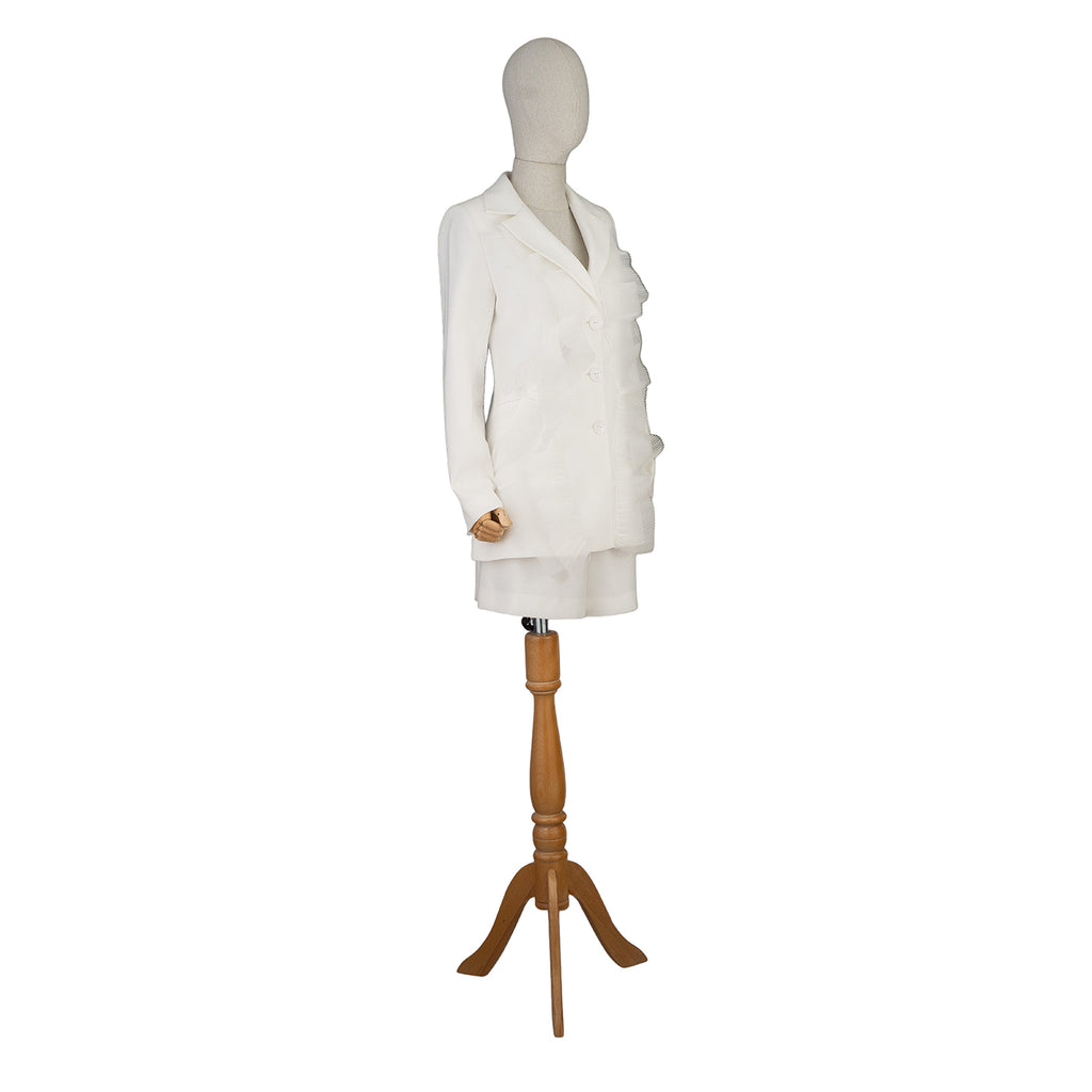 White Lightweight Shorts Suit with Long Blazer