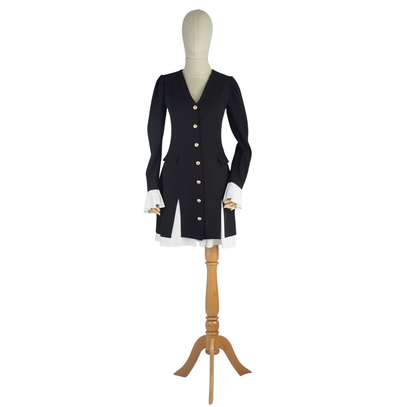 Preppy-Style Blazer Dress with Contrast Trim